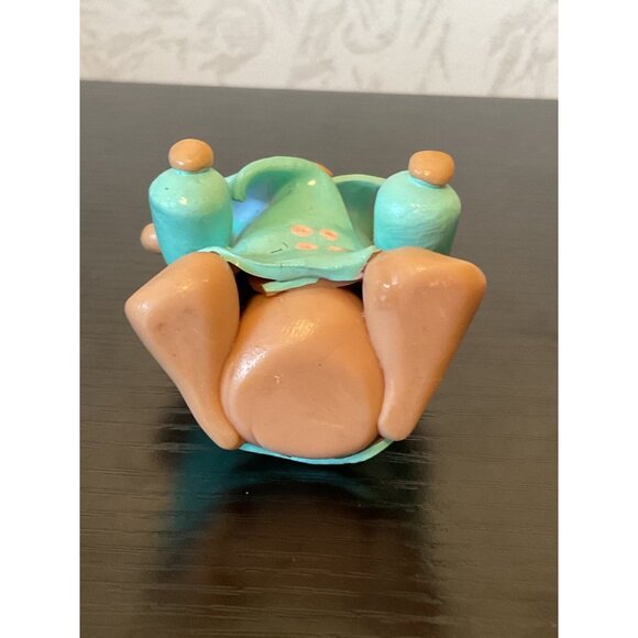 Handmade Clay Bunny Figurine With Hat & Coat 3" Easter Decor - Picture 5 of 6